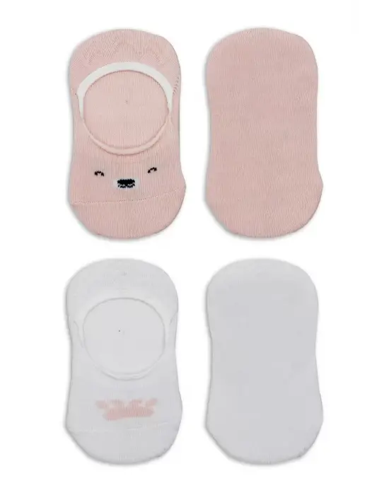 Bistyle 2li Babet Cute Face Penye Çorap 30103 Pembe-beyaz