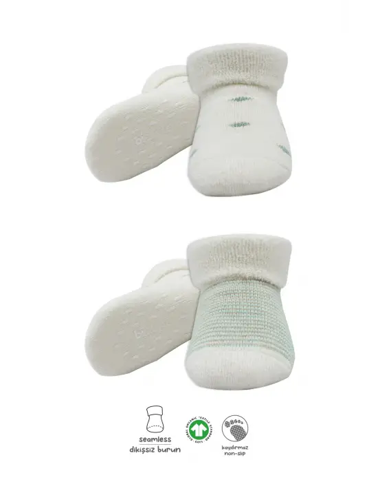 Bistyle 2li Havlu Soket Kaymaz Çorap 10504 Nil Ekru