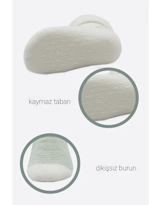 Bistyle 2li Havlu Soket Kaymaz Çorap 10504 Nil Ekru
