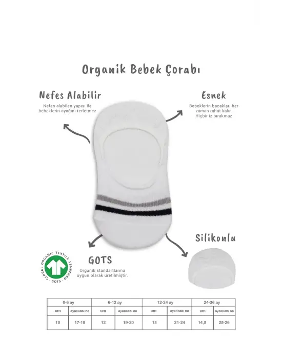 Bistyle 2li Penye Babet Silikon Çemberli Çorap 30102 Gri Beyaz