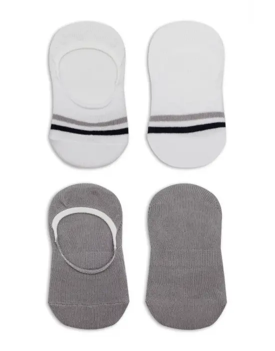Bistyle 2li Penye Babet Silikon Çemberli Çorap 30102 Gri Beyaz