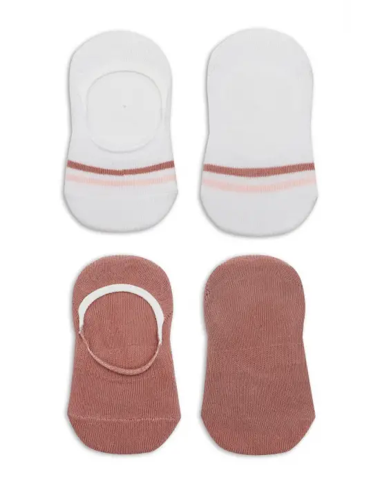 Bistyle 2li Penye Babet Silikon Çemberli Çorap 30102 Pudra Beyaz