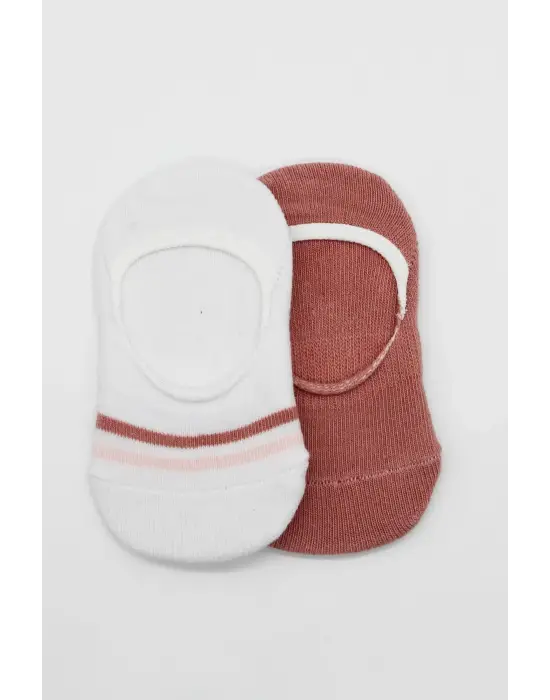 Bistyle 2li Penye Babet Silikon Çemberli Çorap 30102 Pudra Beyaz