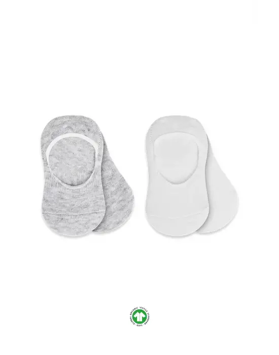 Bistyle 2li Penye Babet Silikonlu Basic Çorap 30104 Gri Beyaz