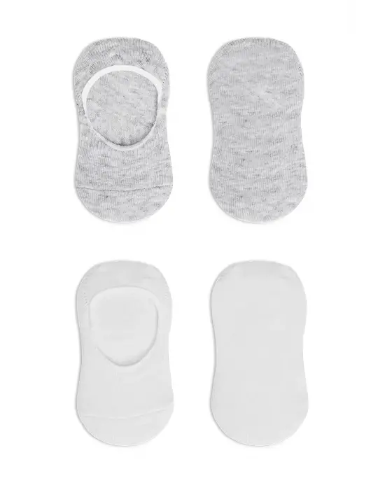 Bistyle 2li Penye Babet Silikonlu Basic Çorap 30104 Gri Beyaz