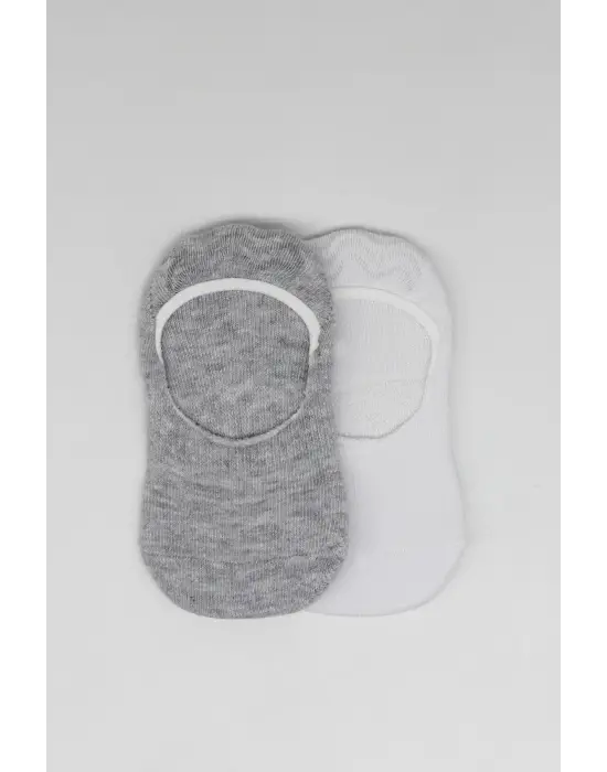 Bistyle 2li Penye Babet Silikonlu Basic Çorap 30104 Gri Beyaz