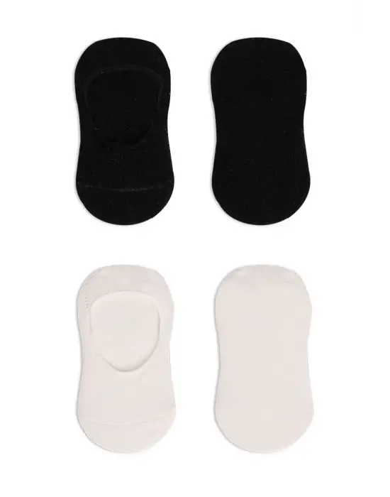 Bistyle 2li Penye Babet Silikonlu Basic Çorap 30104 Siyah Ekru