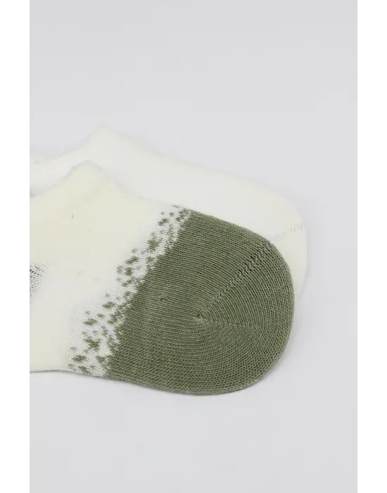Omarı Rahat ve Şık 2Li Penye Sneakers Çorap Nil Ekru