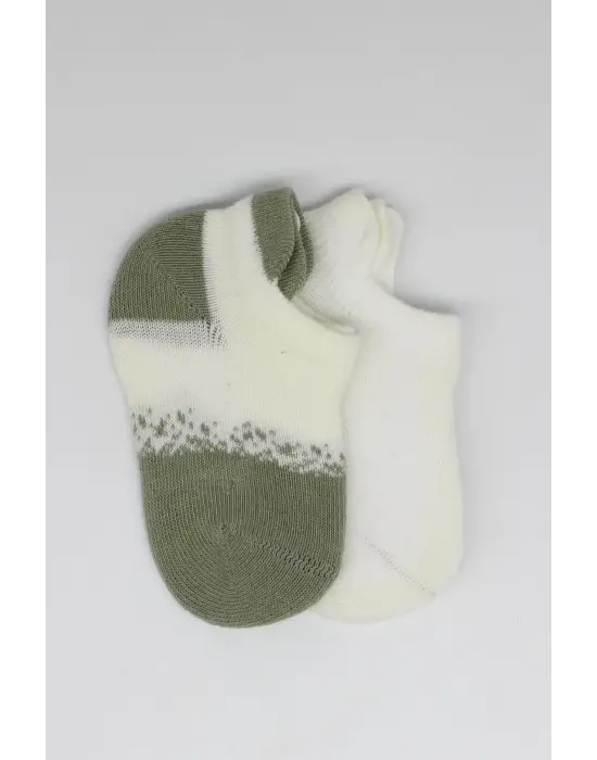 Omarı Rahat ve Şık 2Li Penye Sneakers Çorap Nil Ekru