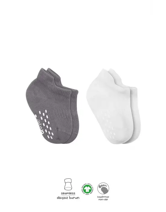 Omarı Kaymaz Penye Çorap Seti Gri Beyaz
