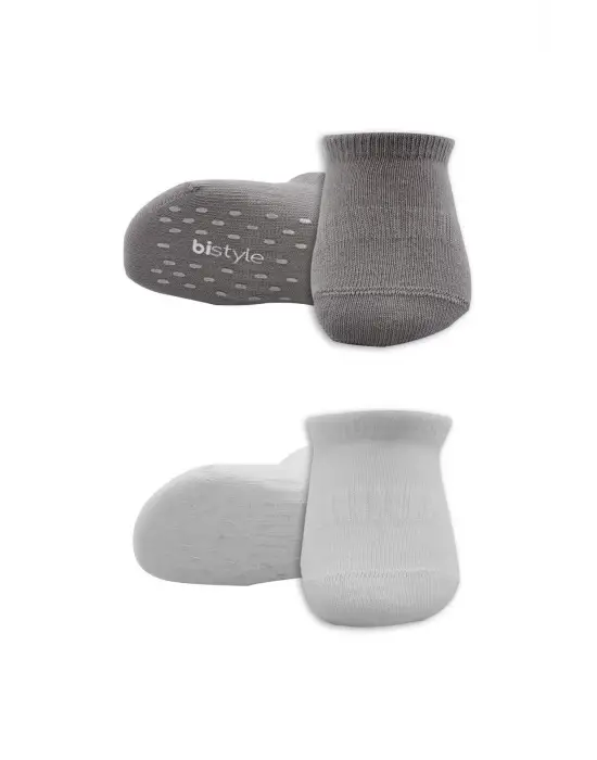 Omarı Kaymaz Penye Çorap Seti Gri Beyaz