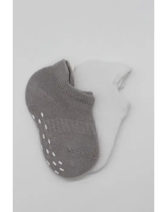 Omarı Kaymaz Penye Çorap Seti Gri Beyaz