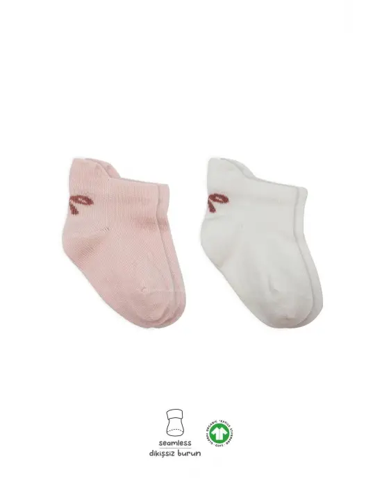 Omarı Sneakers Desenli Penye Çorap Seti Pembe Ekru