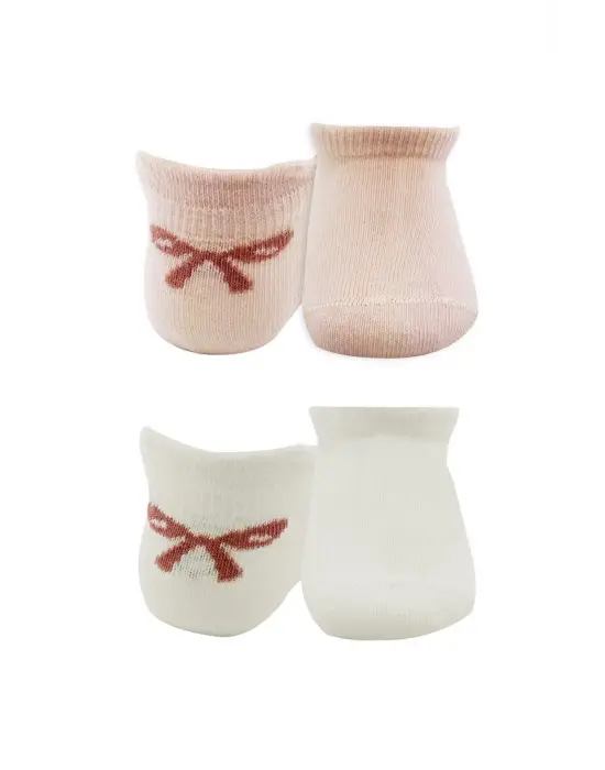 Omarı Sneakers Desenli Penye Çorap Seti Pembe Ekru