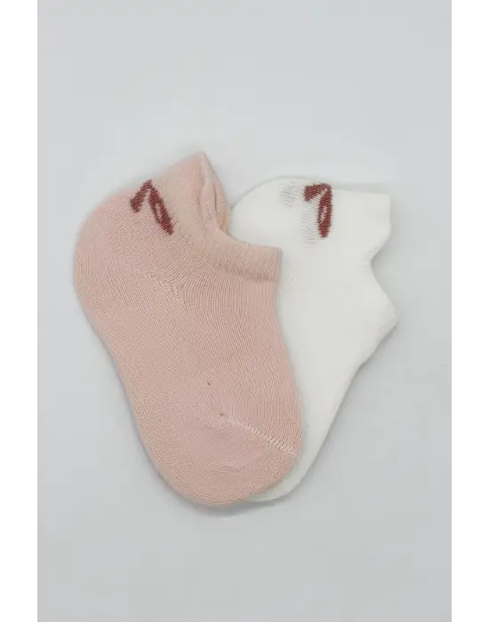 Omarı Sneakers Desenli Penye Çorap Seti Pembe Ekru
