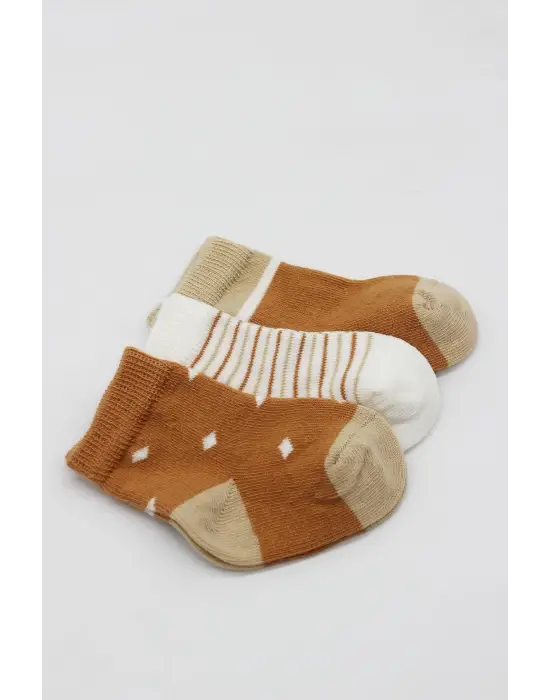 Omarı Erkek 3lü Penye Soket Çorap Seti - Hardal Renkli