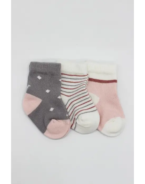 Omarı Rahat ve Şık 3lü Kız Çorap Seti Gri Renk
