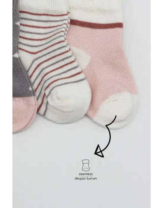 Omarı Rahat ve Şık 3lü Kız Çorap Seti Gri Renk
