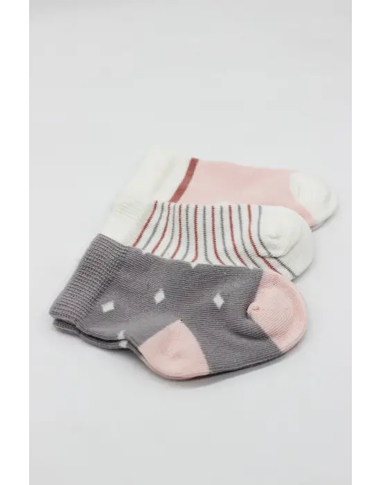 Omarı Rahat ve Şık 3lü Kız Çorap Seti Gri Renk