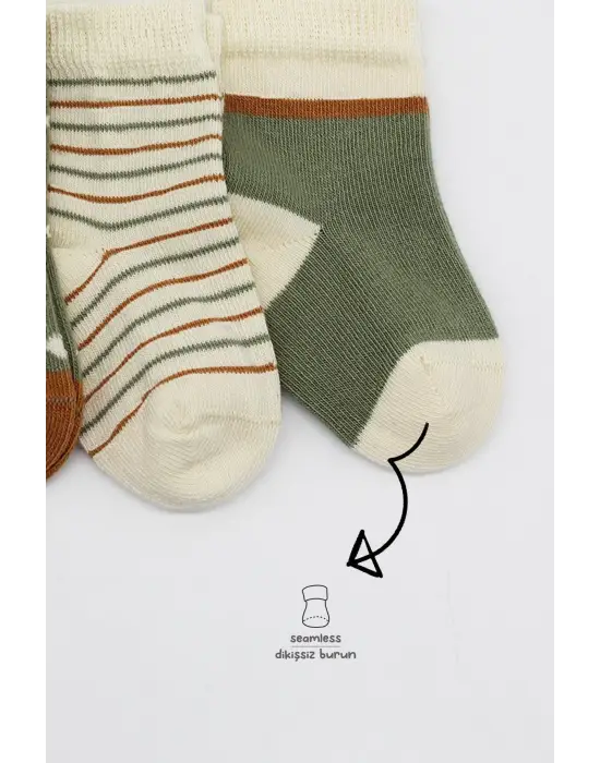 Omarı Renkli Penye Kız Çocuk Çorap Seti