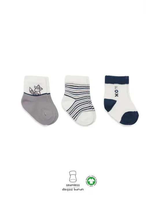 Omarı Yumuşak Penye 3lü Gri Soket Çorap Seti