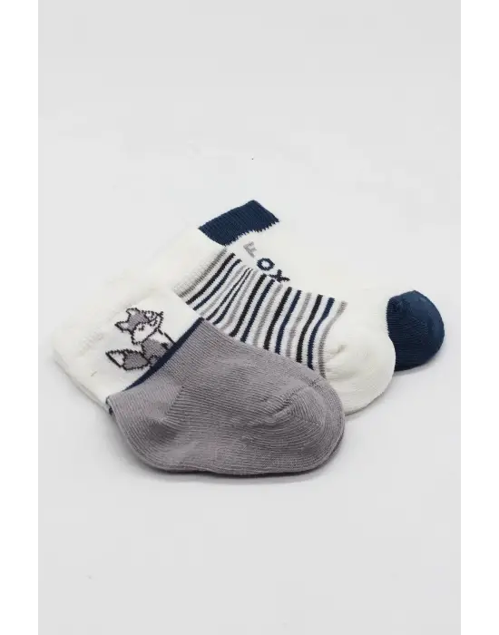 Omarı Yumuşak Penye 3lü Gri Soket Çorap Seti
