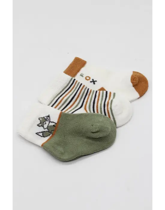 Omarı Renkli 3lü Penye Soket Çorap Seti