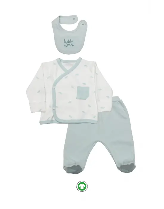 Bistyle 3lü Zıbın Takım Hello World 13105 Mint