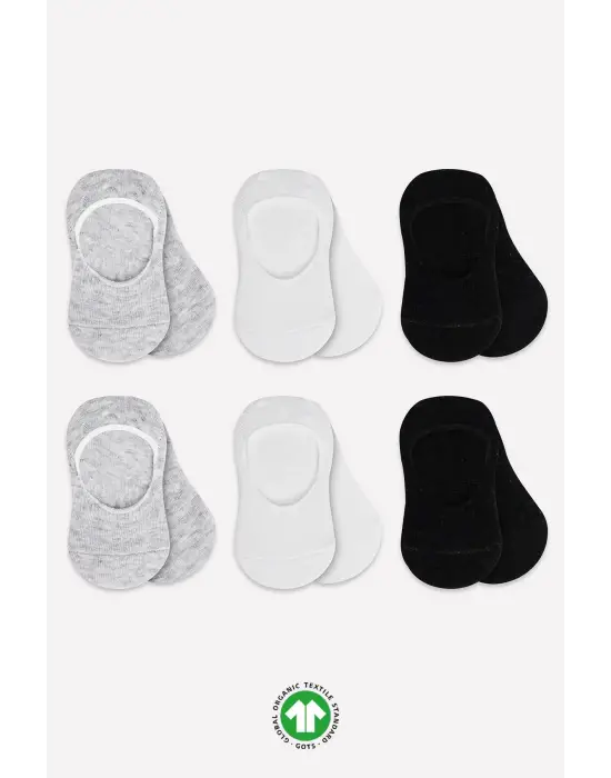 Omarı Silikonlu Penye Çorap 6lısı Gri Beyaz Siyah