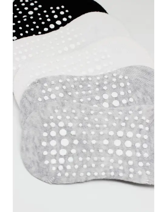 Omarı Kaymaz Penye Çorap 6Lı Sneakers Seti Gri Beyaz Siyah