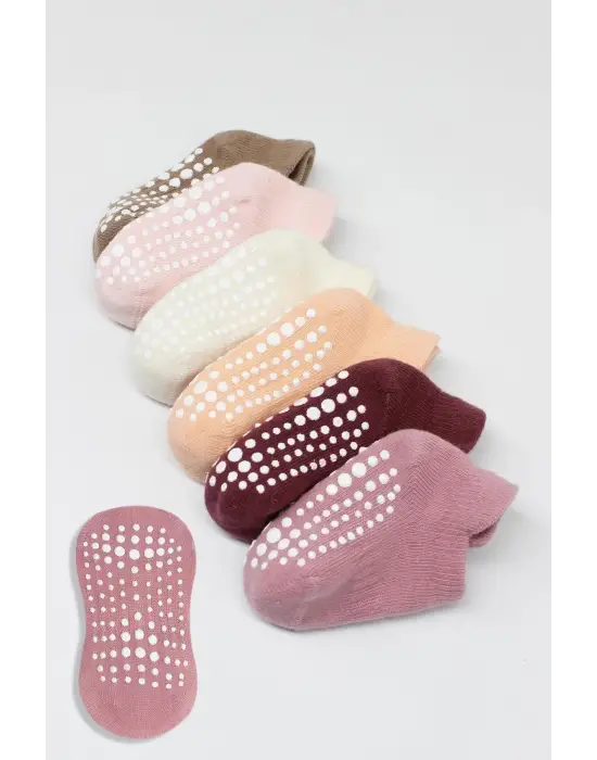 Omarı Sneakers Kaymaz Penye Çorap Gül Kurusu Seti