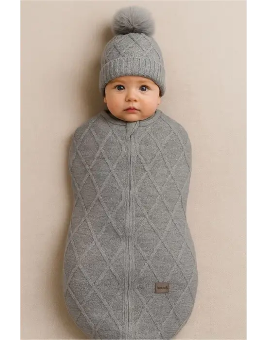 Bistyle Baby İn Swadding Triko Kundak 75108 Gri