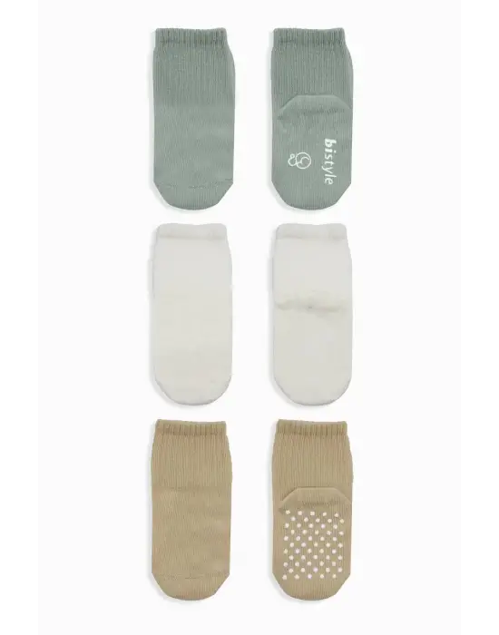 Omarı Kaymaz Penye Soket Çorap Seti - 3lü Ekru Bej Variantı