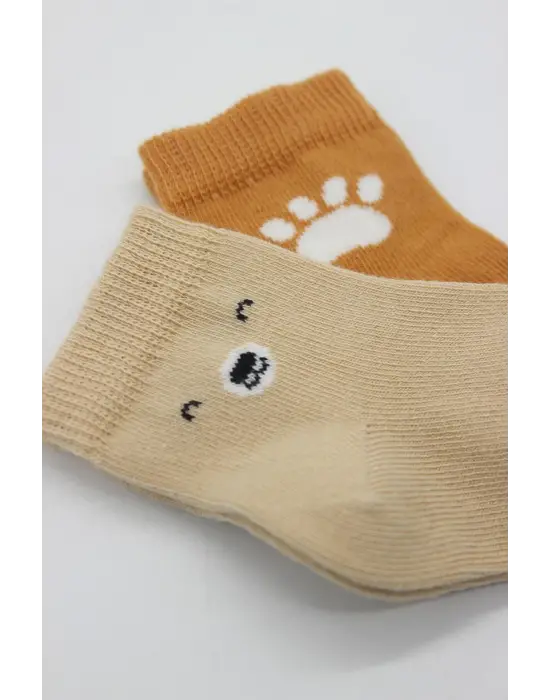 Omarı Yumuşak Pamuk Soket Çorap - 2Li Set Bej Renk