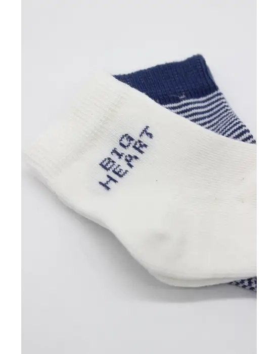 Omarı Kalpli Penye Soket Çorap Seti Lacivert