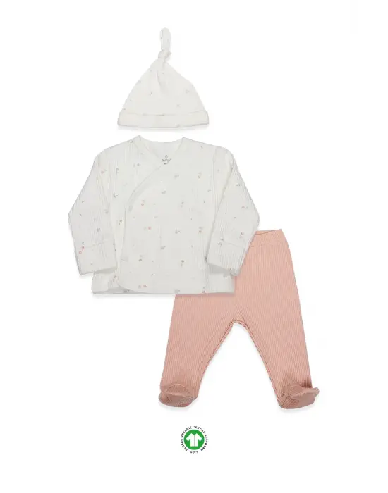 Bistyle Bloom White 3lü Zıbın Takım 13112 Ekru Gül Kurusu