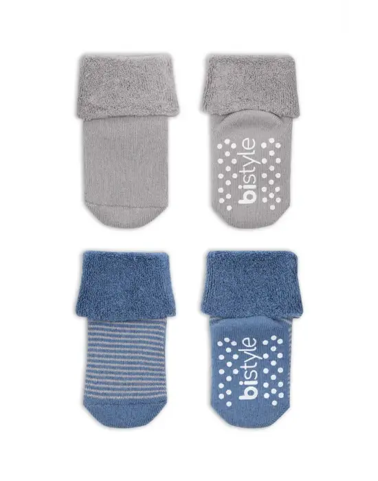 Omarı Kaymaz Havlu Tabanlı Çemberli Çorap Seti - İndigo Gri