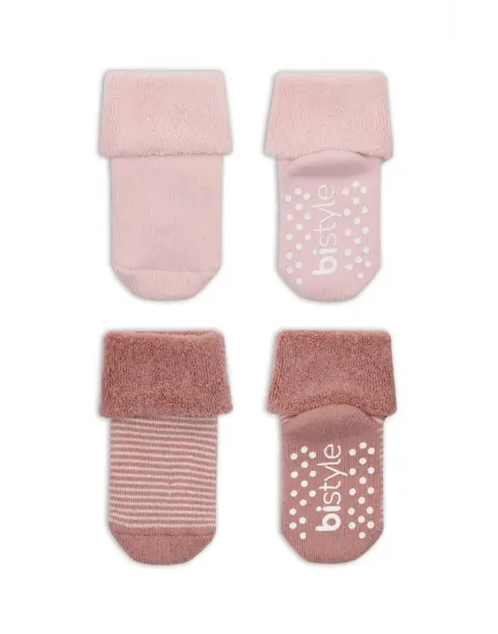 Omarı Kaymaz Tabanlı Çember Desenli Havlu Soket Çorap Seti