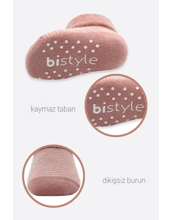 Omarı Kaymaz Tabanlı Çember Desenli Havlu Soket Çorap Seti