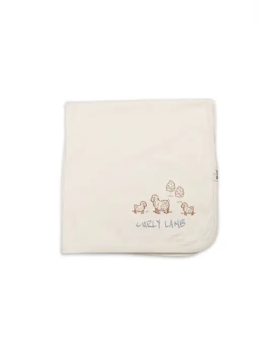 Bistyle Curly Lamb Penye Battaniye 70109 Bej Mavi Ekru