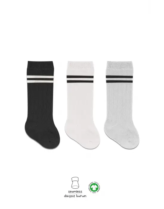 Omarı Çember Desenli Derby Dizaltı Çorap Seti