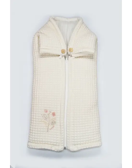 Bistyle Fermuarlı Natural Life Pike Battaniye Girl 70113 Ekru