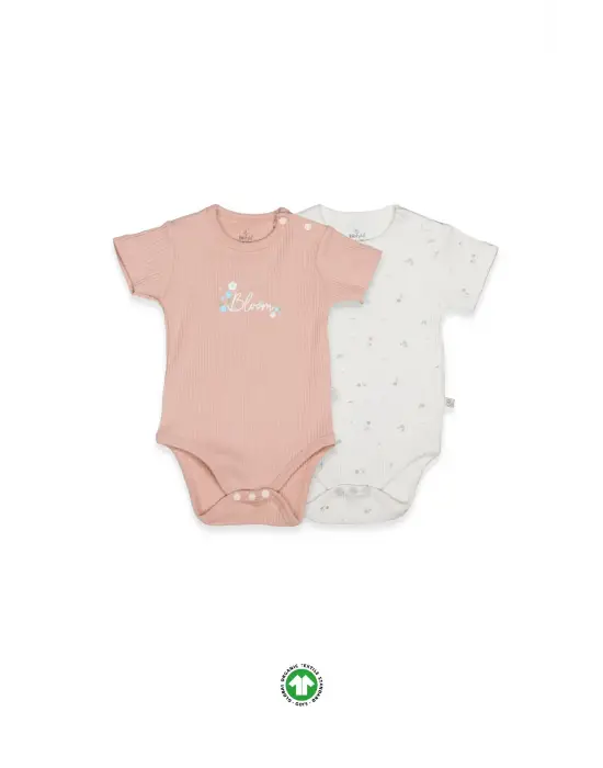 Bistyle Flying Bloom White Yarım Kol 2li Body 17118 Ekru Gül Kurusu