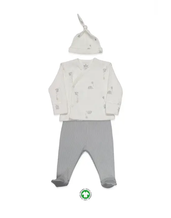 Bistyle Flying Elephant 3lü Zıbın Takım 13111 Ekru Gri