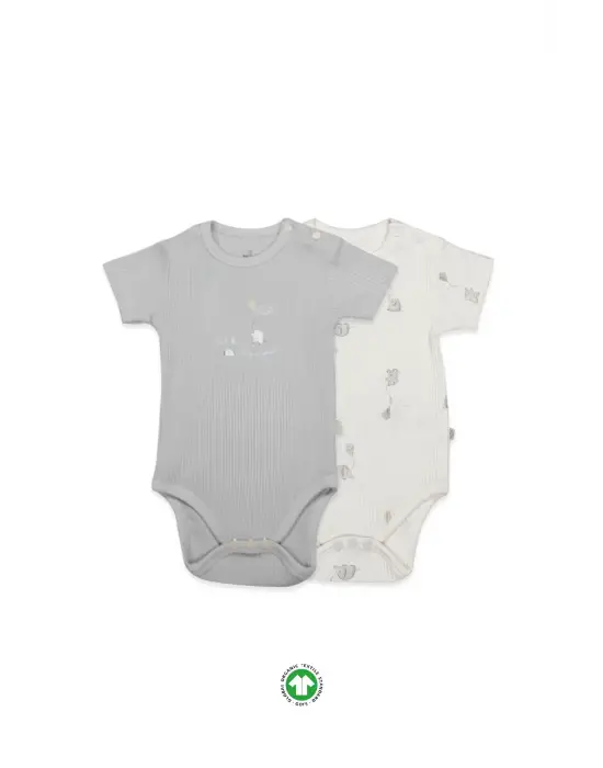 Bistyle Flying Elephant Yarım Kol 2li Body 17116 Ekru Gri