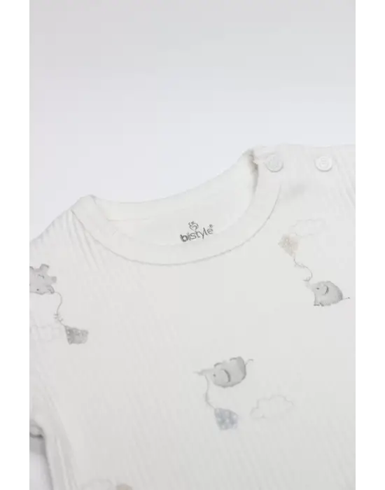 Bistyle Flying Elephant Yarım Kol 2li Body 17116 Ekru Gri