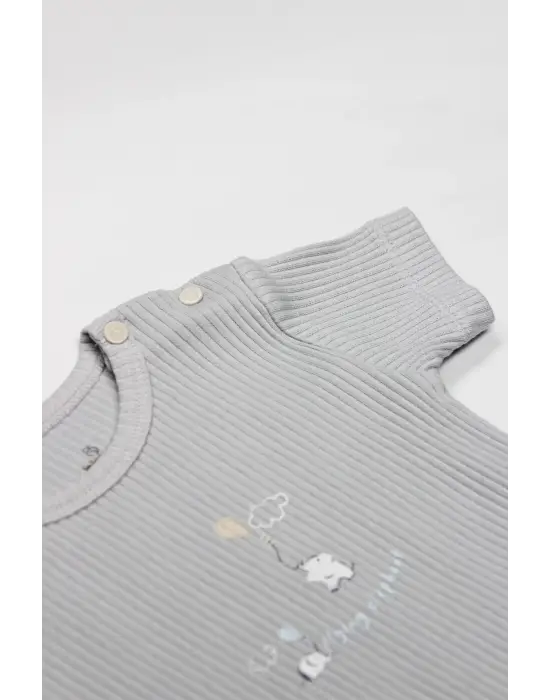 Bistyle Flying Elephant Yarım Kol 2li Body 17116 Ekru Gri