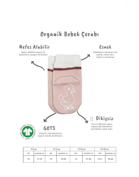 Omarı Sihirli Kaydırmaz Hayvan Desenli Kız Çorapları 2li Set - Gri