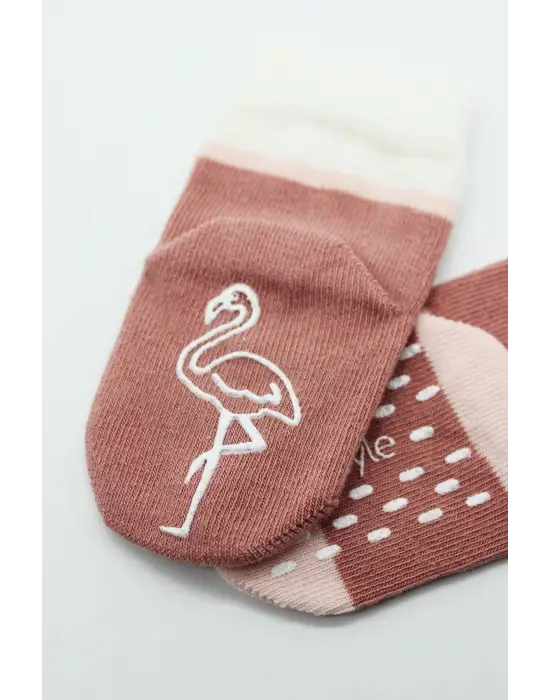 Omarı Hayvan Desenli Kaymaz Kız Çorap Seti