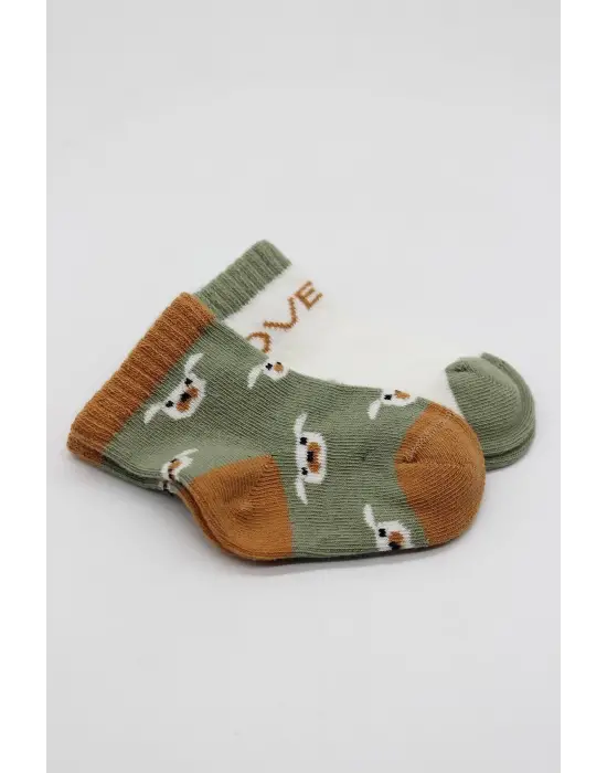 Omarı Renkli Desenli Penye Soket Çorap Seti